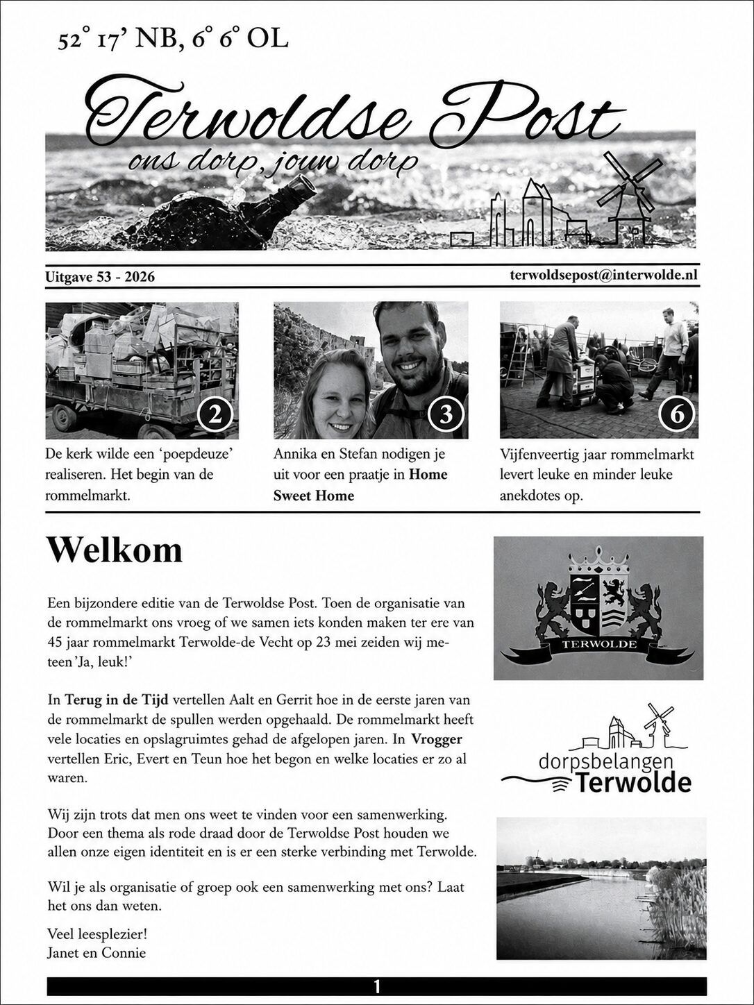 Voorpagina van de Terwoldse Post, editie 53 — ons dorp, jouw dorp