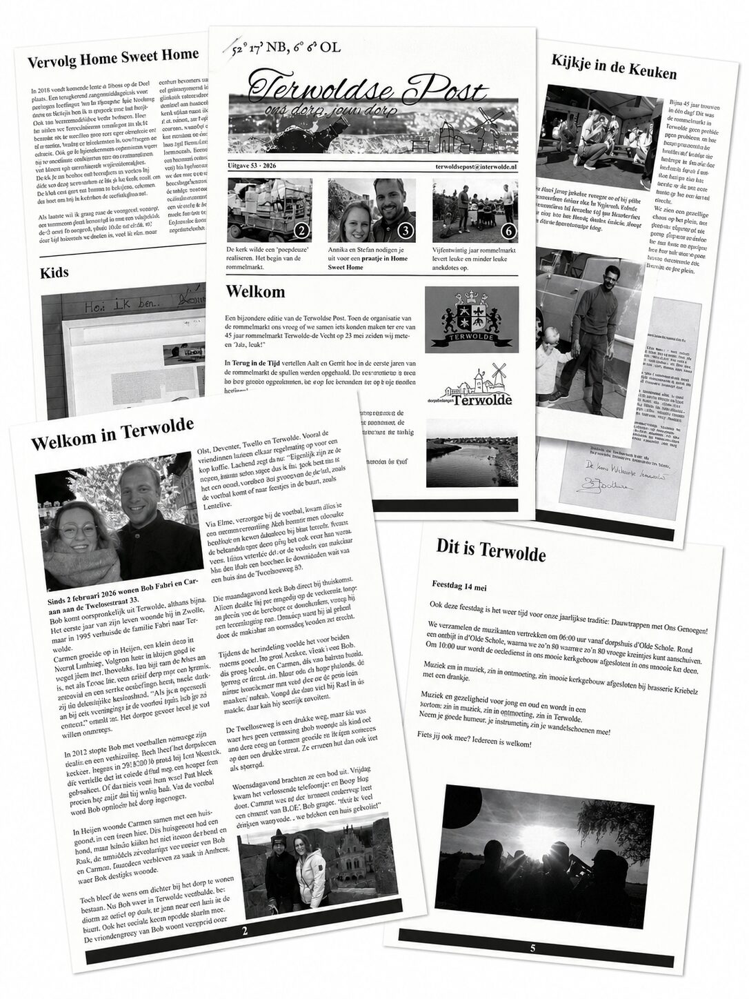 Verschillende pagina's en rubrieken uit de Terwoldse Post